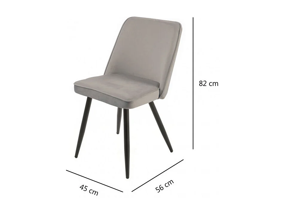Lot de 2 chaises en velours gris clair piètement en métal noir – TELLY