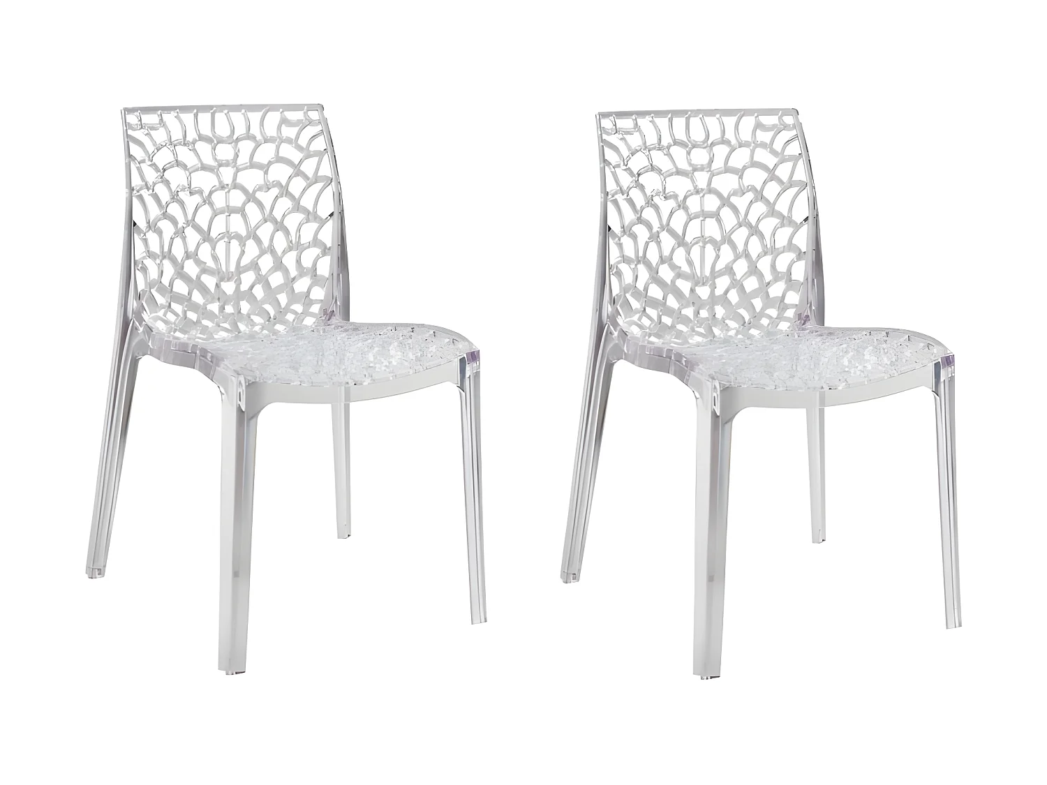 Lot 2 chaises ajourées empilables Transparentes - GRUYER