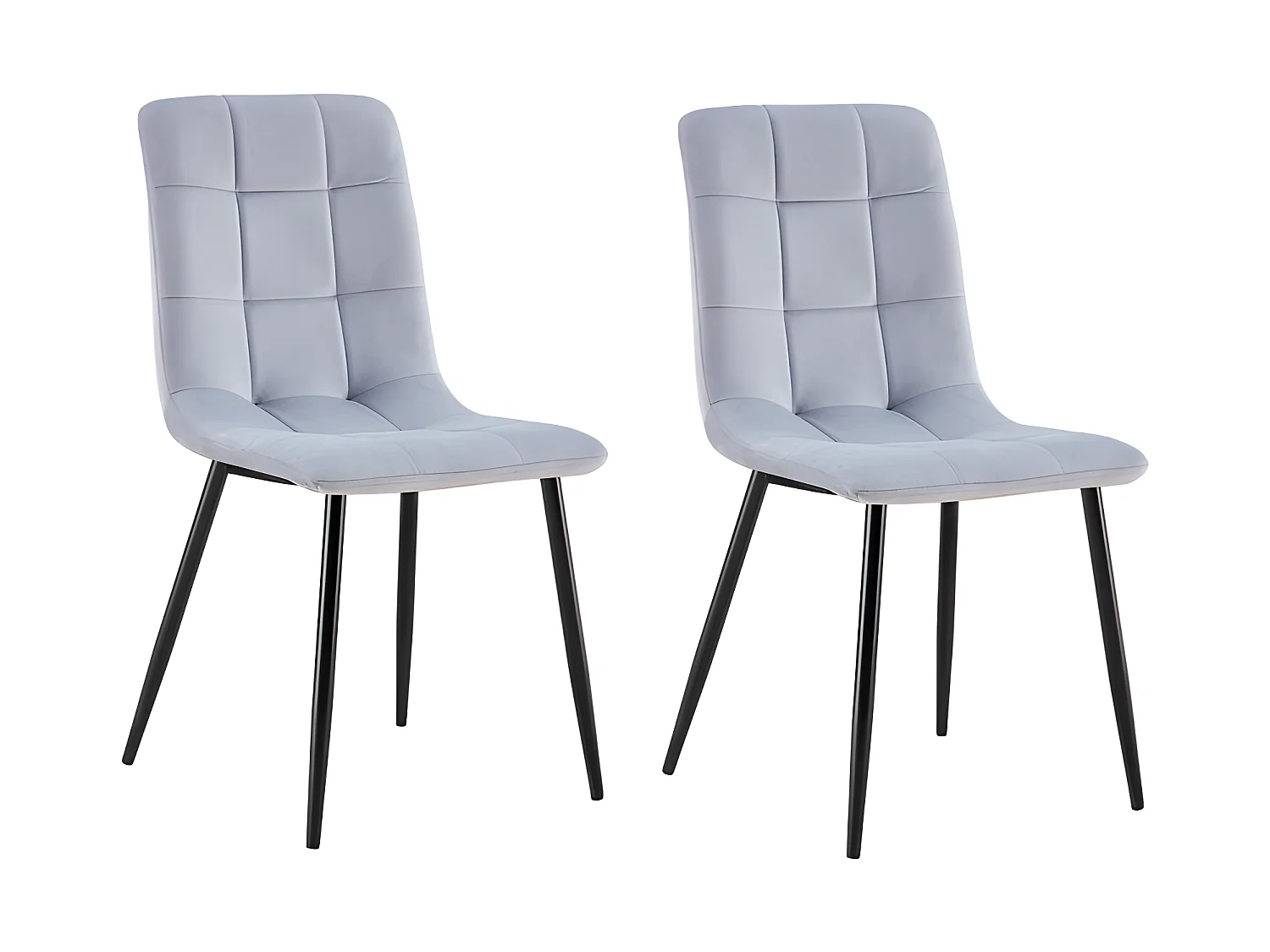 Lot de 2 chaises tissu velours gris pied métal noir - Louise