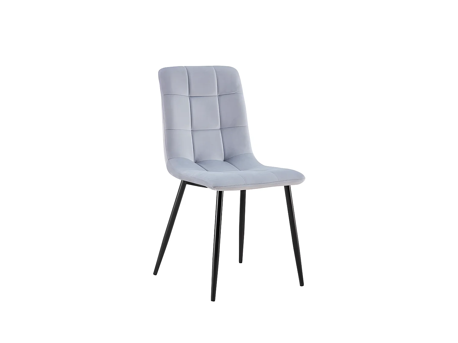 Lot de 2 chaises tissu velours gris pied métal noir - Louise