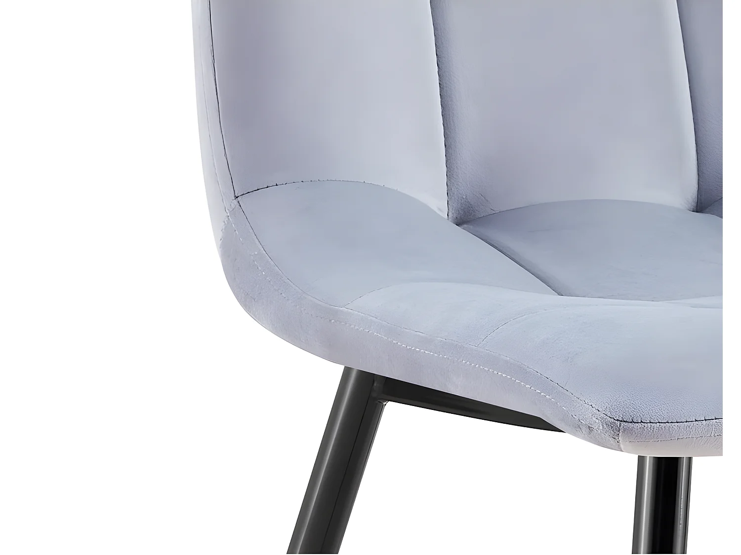 Lot de 2 chaises tissu velours gris pied métal noir - Louise