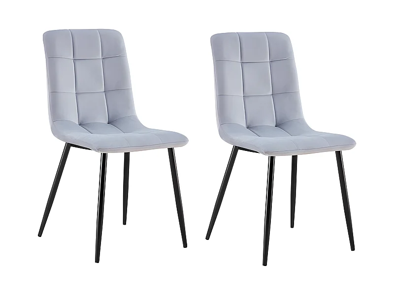 Lot de 2 chaises tissu velours gris pied métal noir - Louise
