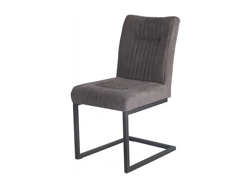 Chaise velours taupe foncé et pieds design en métal noir - VIVI