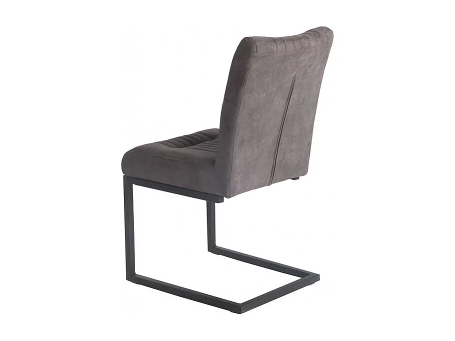 Chaise velours taupe foncé et pieds design en métal noir - VIVI