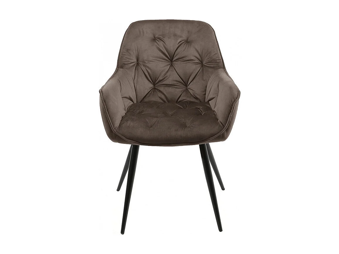 Lot 2 chaises velours marron piètement métal gris anthracite - STERN