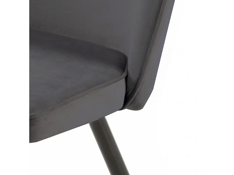 Lot de 4 chaises en velours gris foncé piètement en métal noir – TELLY