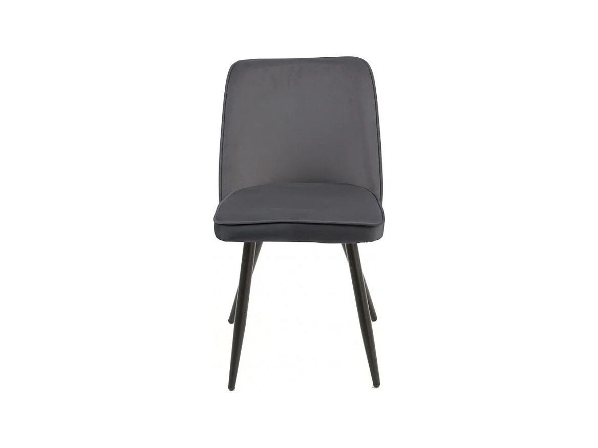 Lot de 4 chaises en velours gris foncé piètement en métal noir – TELLY
