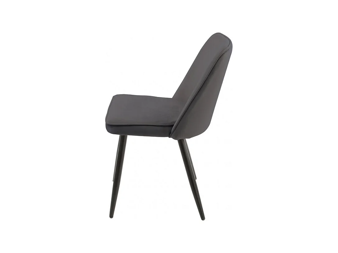 Lot de 4 chaises en velours gris foncé piètement en métal noir – TELLY