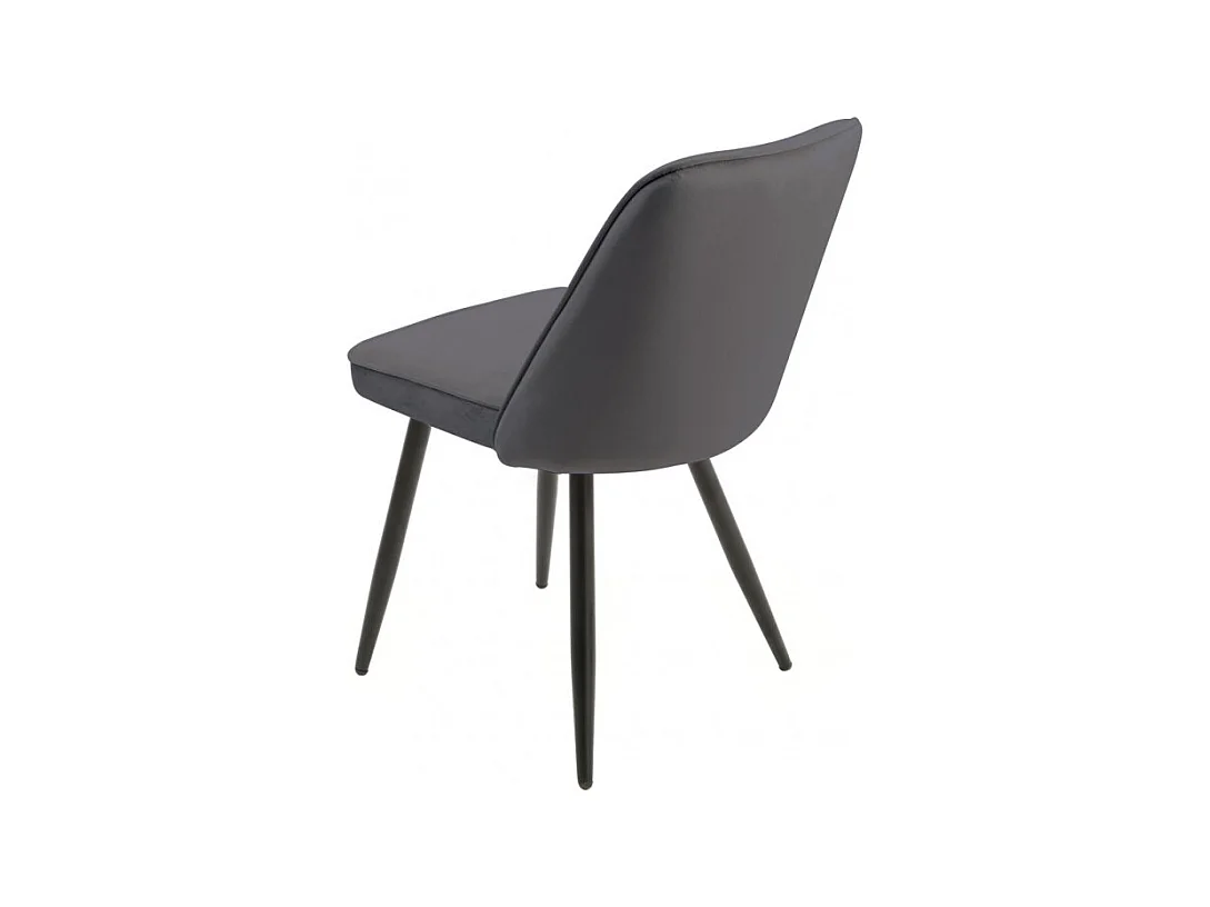 Lot de 4 chaises en velours gris foncé piètement en métal noir – TELLY