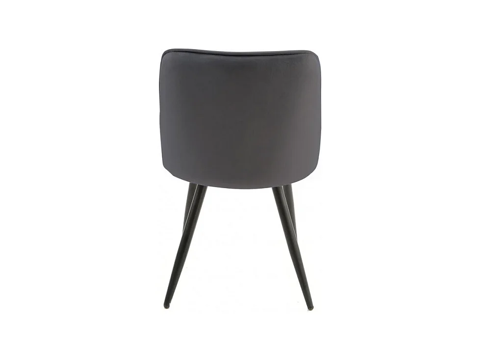 Lot de 4 chaises en velours gris foncé piètement en métal noir – TELLY