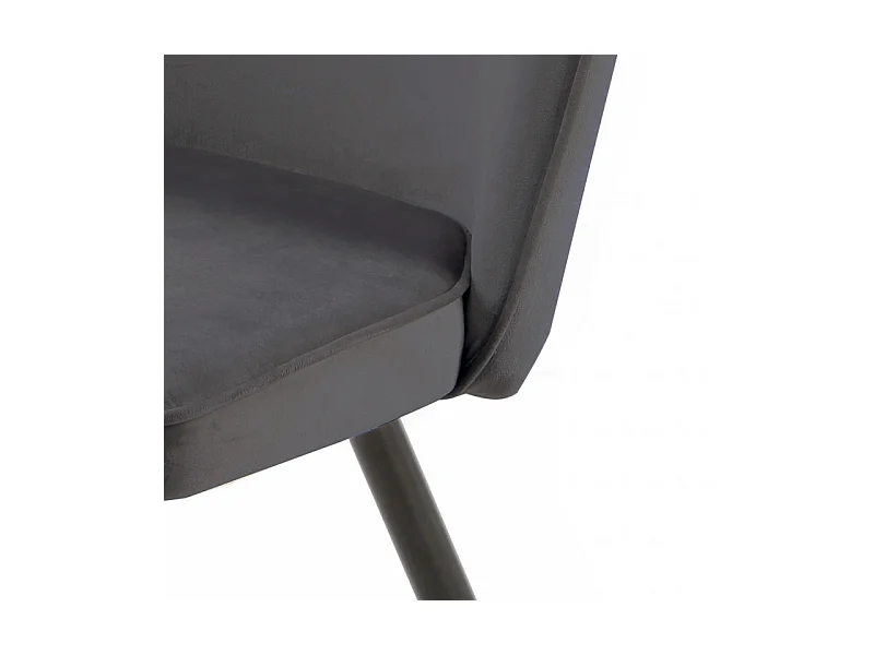 Lot de 4 chaises en velours gris foncé piètement en métal noir – TELLY