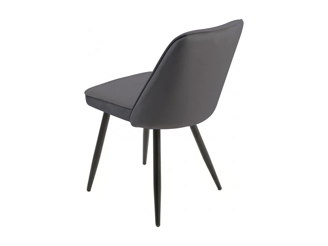 Lot de 4 chaises en velours gris foncé piètement en métal noir – TELLY