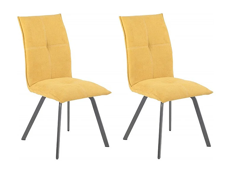 Lot de 2 chaises en tissu jaune avec piètement en métal - ARIA