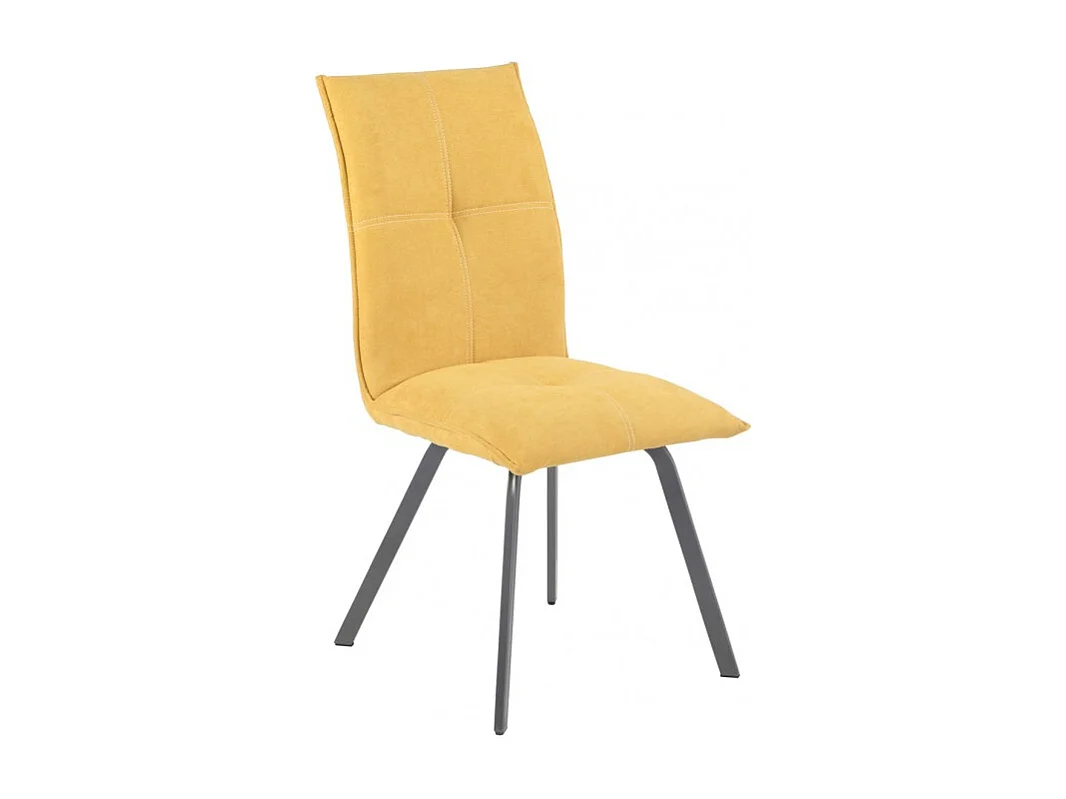 Lot de 2 chaises en tissu jaune avec piètement en métal - ARIA