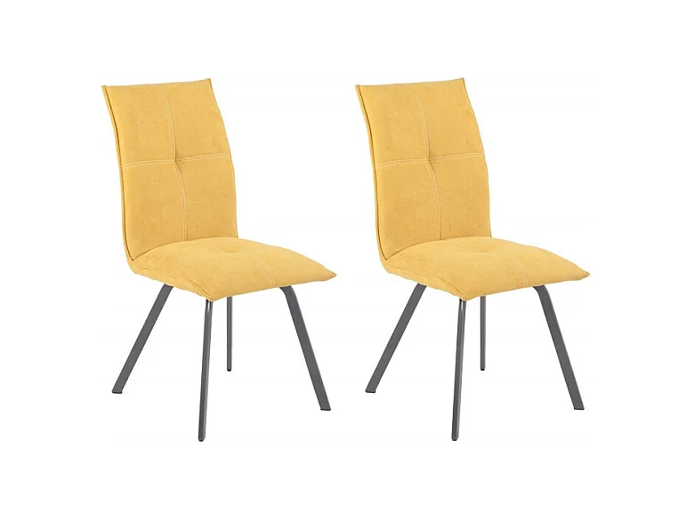 Lot de 2 chaises en tissu jaune avec piètement en métal - ARIA