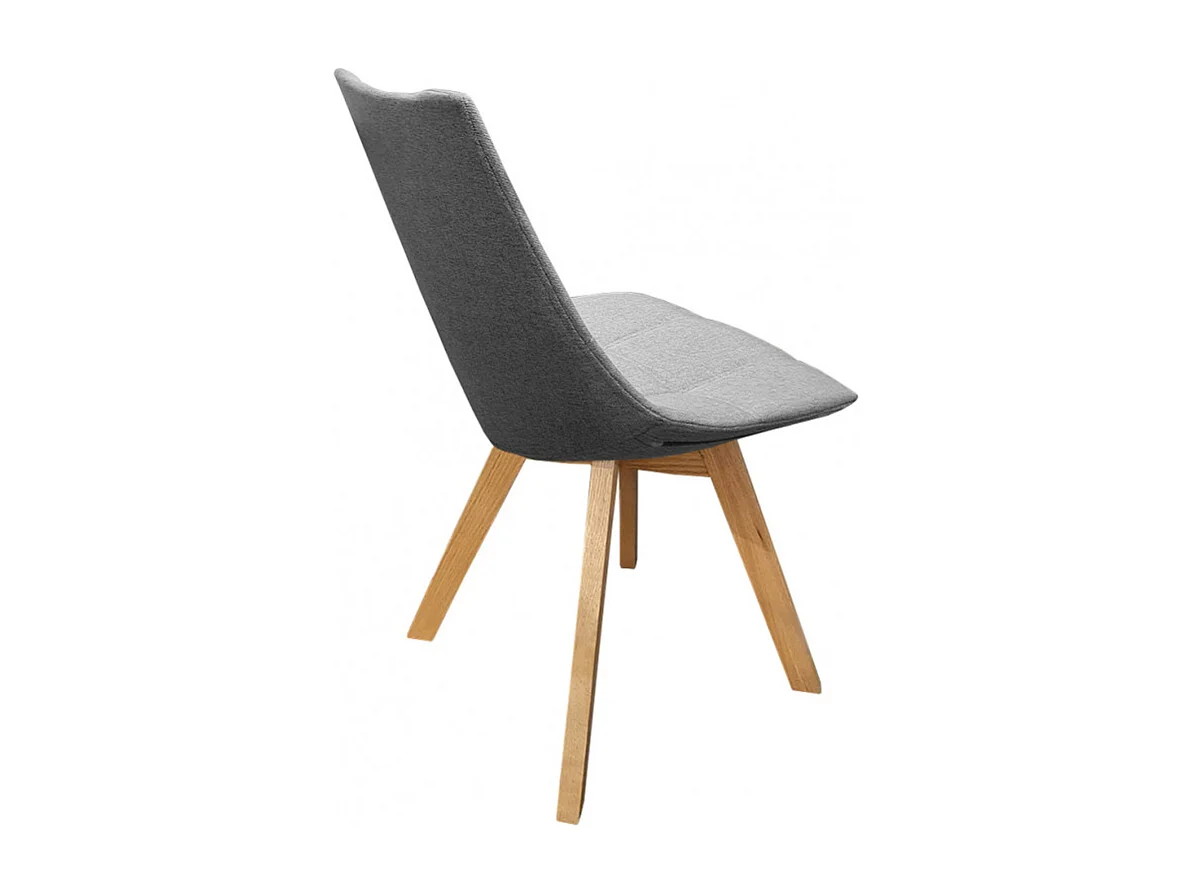 Lot de 2 chaises en tissu gris surpiqué avec piètement chêne - BETI