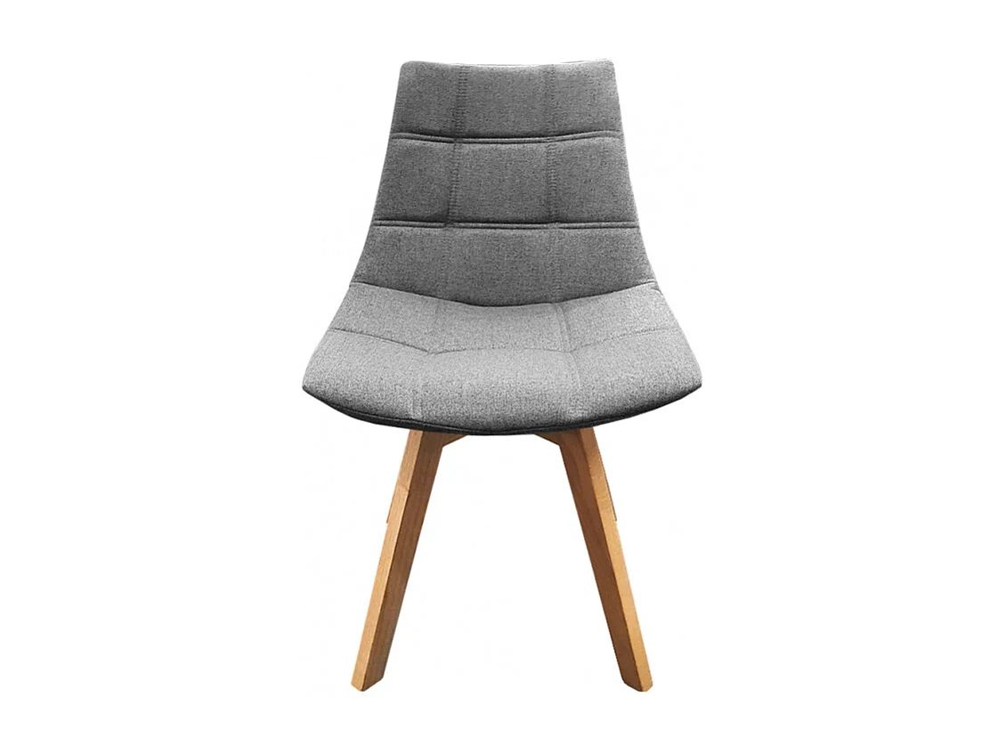 Lot de 2 chaises en tissu gris surpiqué avec piètement chêne - BETI