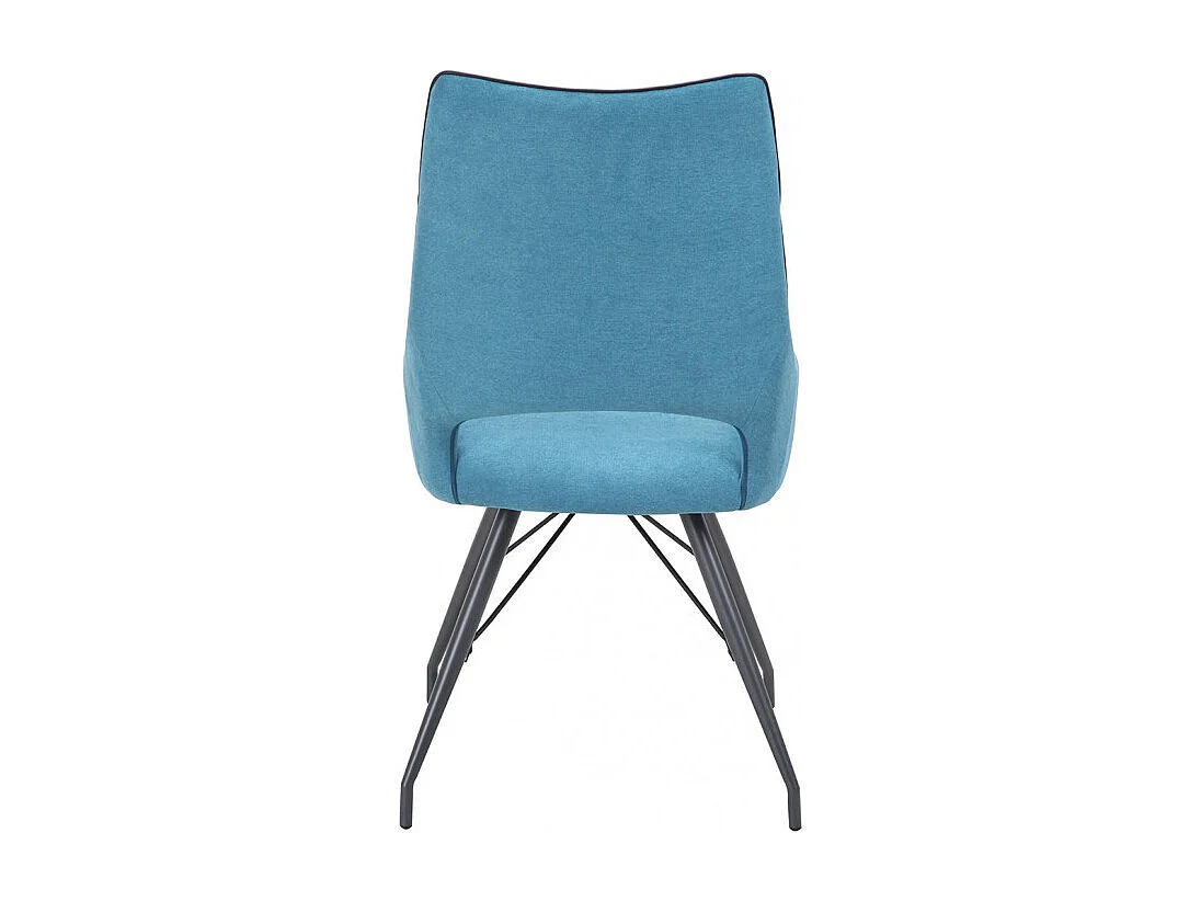 Lot 2 chaises en tissu bleu clair avec passepoil pied métal - ANAÏS