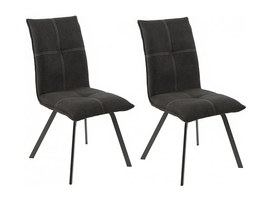 Lot de 2 chaises en tissu gris anthracite avec piètement métal - ARIA
