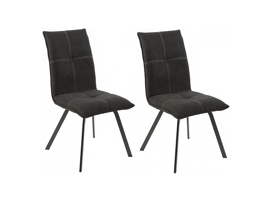 Lot de 2 chaises en tissu gris anthracite avec piètement métal - ARIA