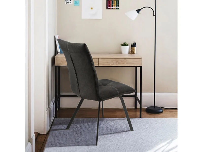 Lot de 2 chaises en tissu gris anthracite avec piètement métal - ARIA