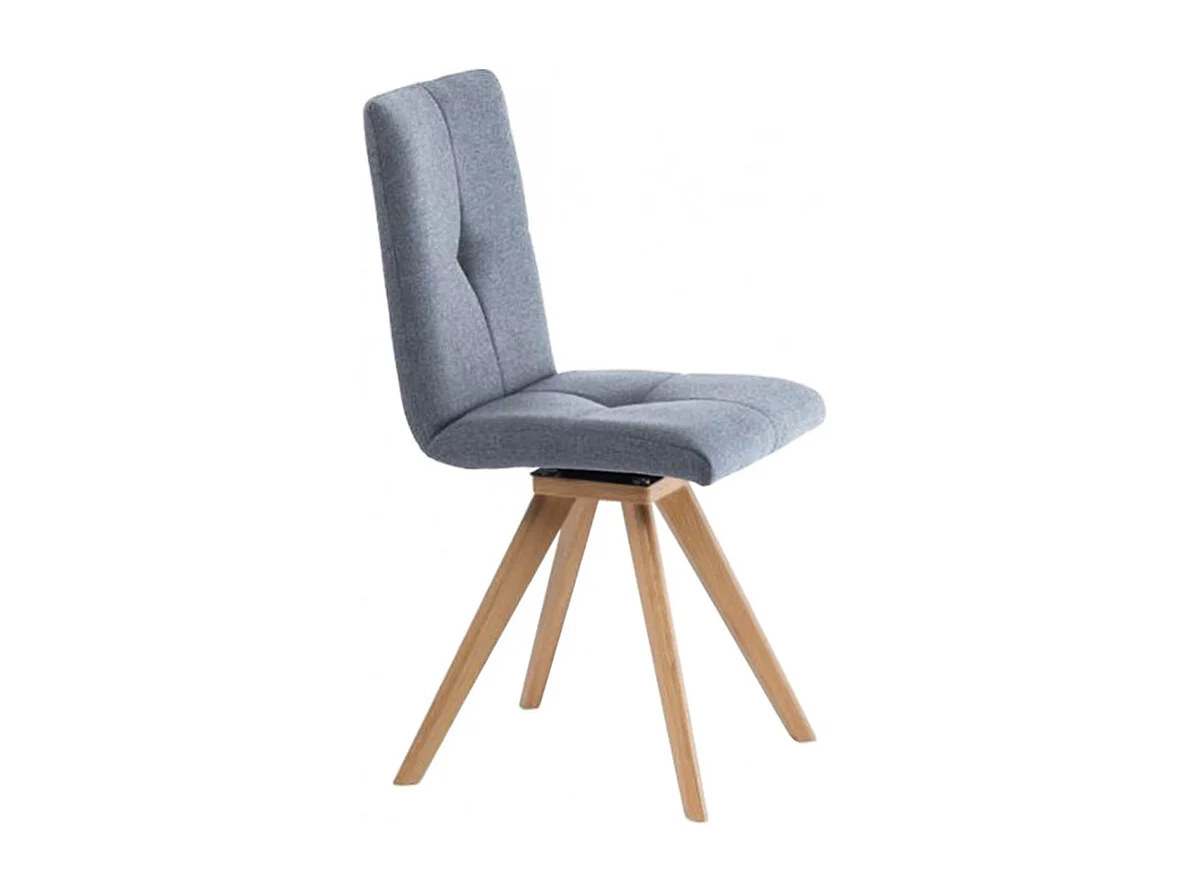 Lot 2 chaises rotatives 180° tissu gris clair et chêne massif - MAKI