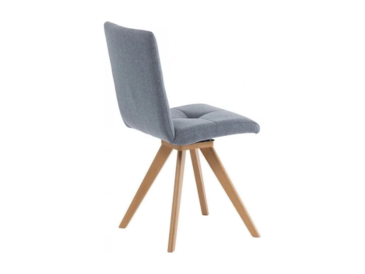 Lot 2 chaises rotatives 180° tissu gris clair et chêne massif - MAKI