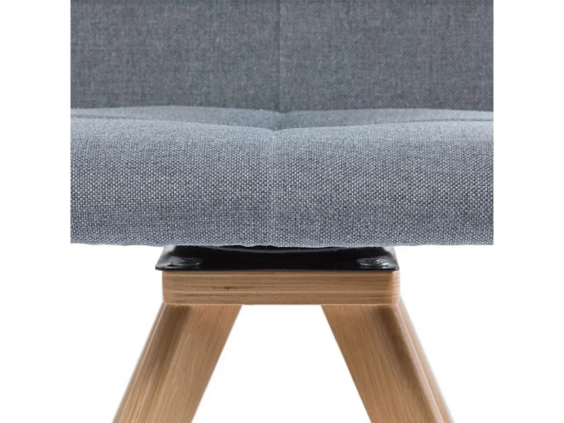 Lot 2 chaises rotatives 180° tissu gris clair et chêne massif - MAKI