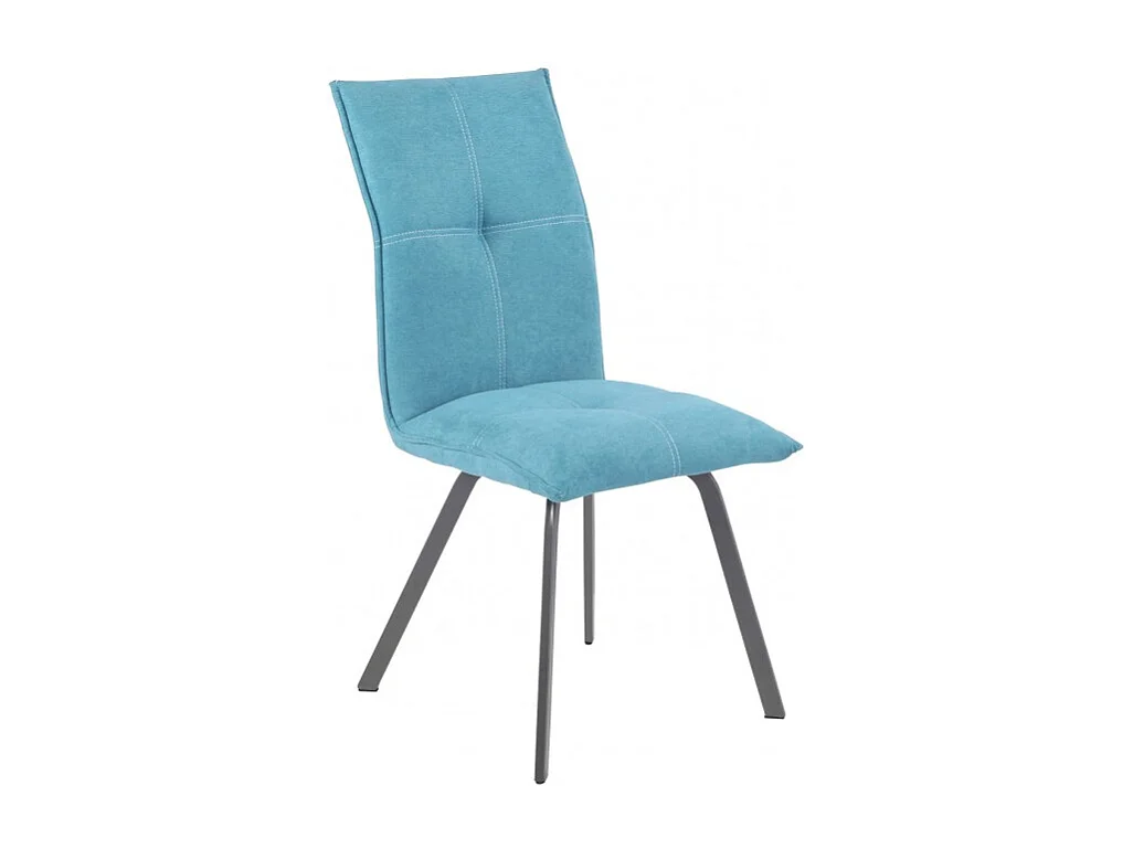 Lot de 2 chaises en tissu bleu avec piètement en métal - ARIA