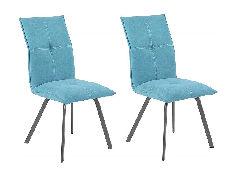 Lot de 2 chaises en tissu bleu avec piètement en métal - ARIA