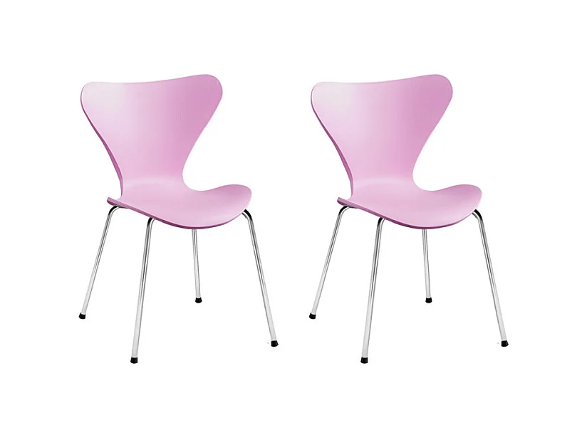 Lot 2 chaises roses empilables avec pieds métal chromé - Pop