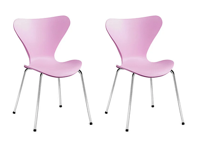 Lot 2 chaises empilables rose avec pieds métal chromé - Pop