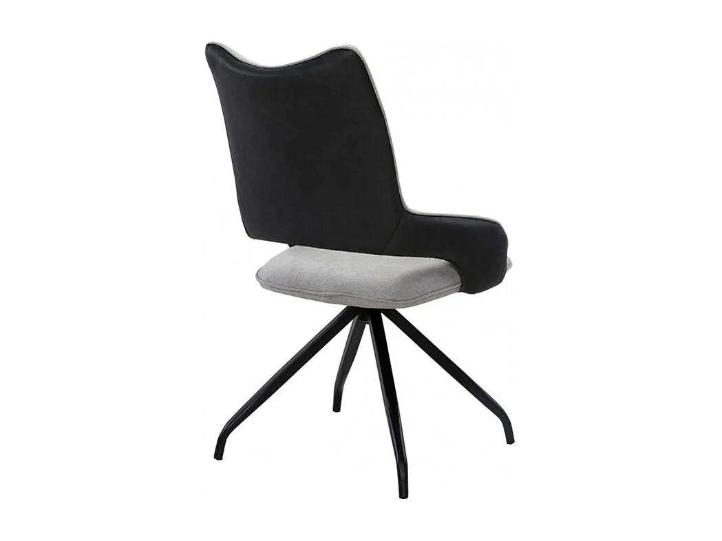 Lot de 2 chaises rotatives en tissu gris clair et pieds métal - MELOW