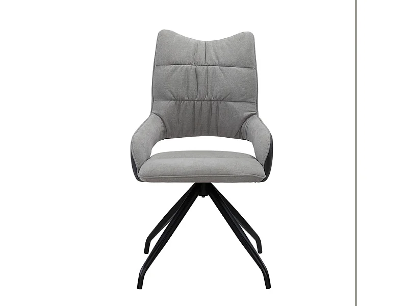 Lot de 2 chaises rotatives en tissu gris clair et pieds métal - MELOW