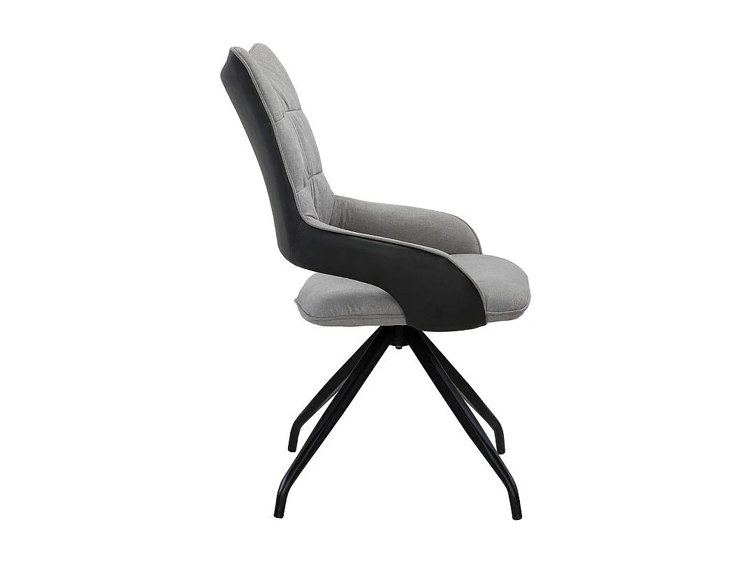 Lot de 2 chaises rotatives en tissu gris clair et pieds métal - MELOW