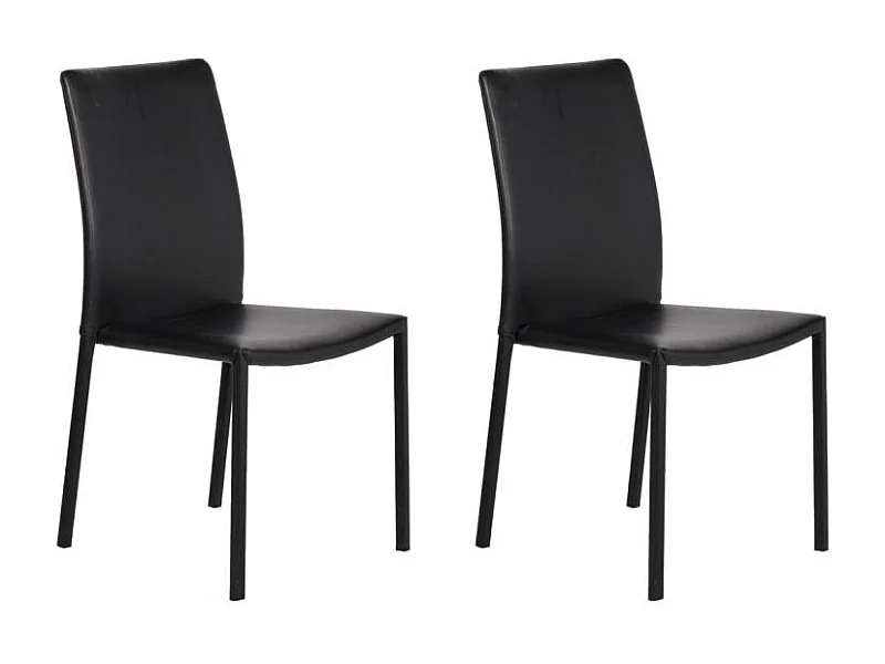 Lot de 2 chaises empilables en simili noir et 4 pieds en acier - LUFY