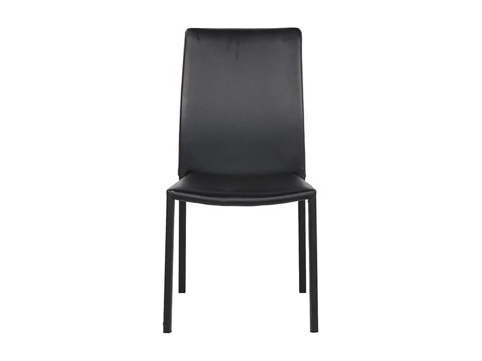 Lot de 2 chaises empilables en simili noir et 4 pieds en acier - LUFY