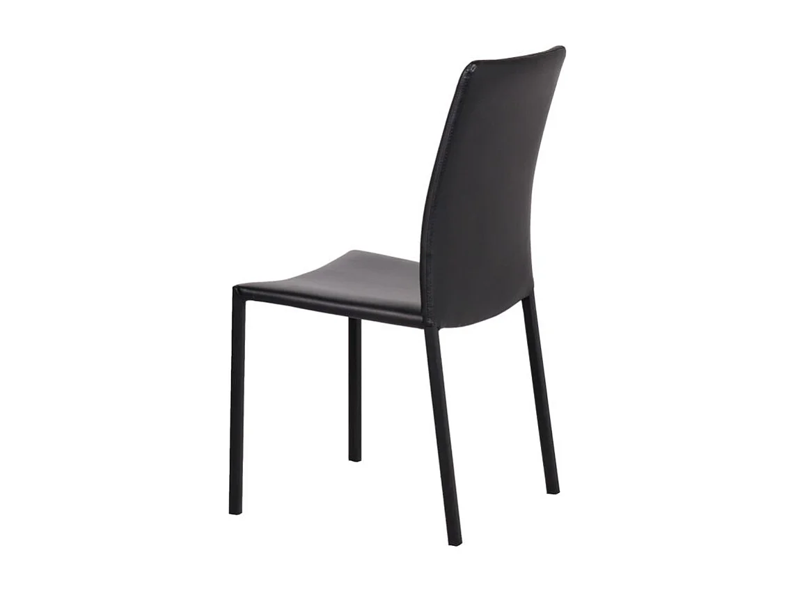 Lot de 2 chaises empilables en simili noir et 4 pieds en acier - LUFY
