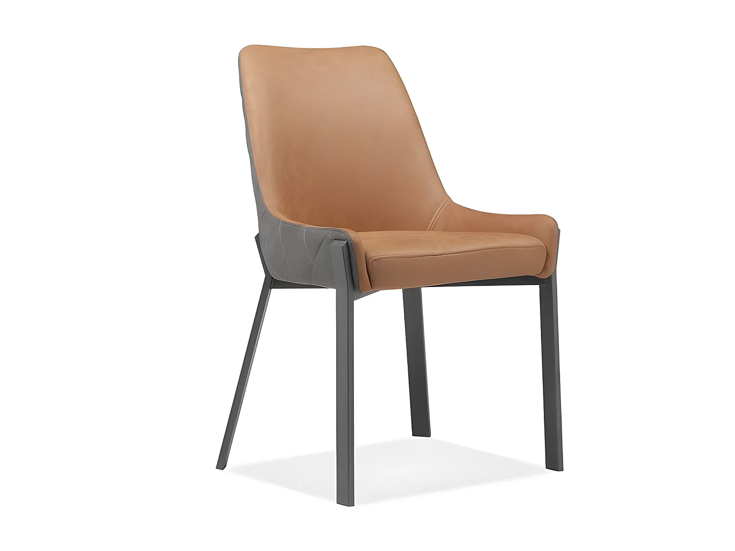 Chaise en tissu suédine capitonné marron et brun pieds métal - CERAMIK