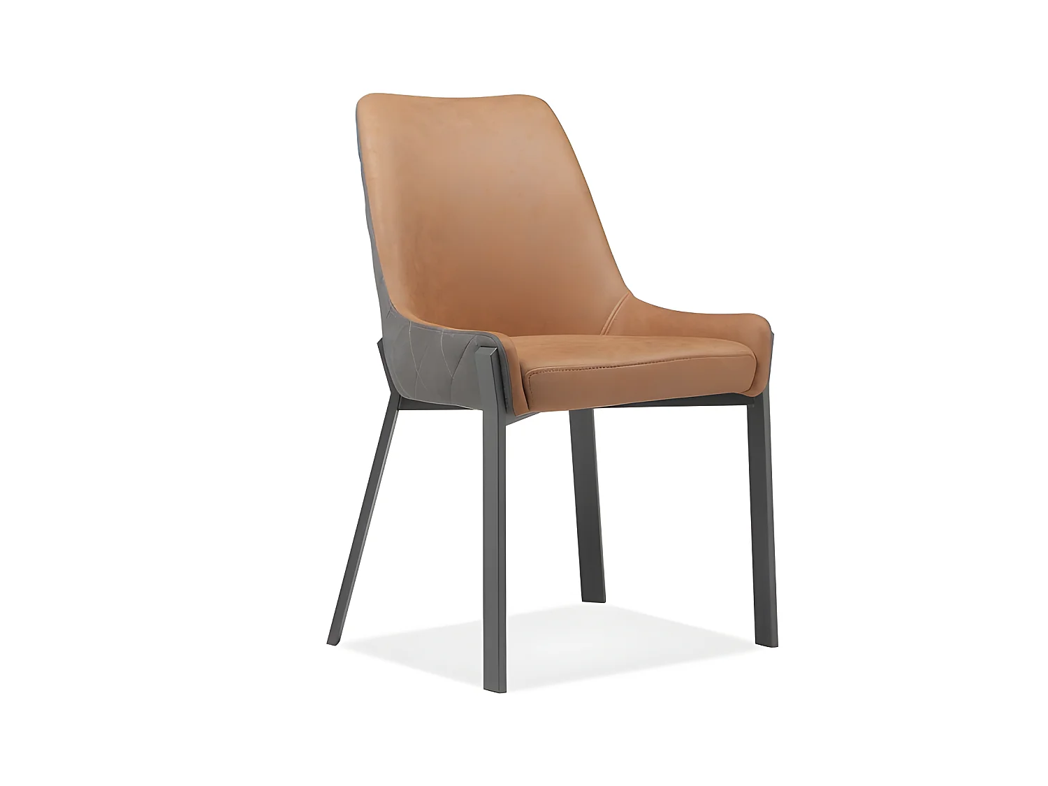 Chaise en tissu suédine capitonné marron et brun pieds métal - CERAMIK
