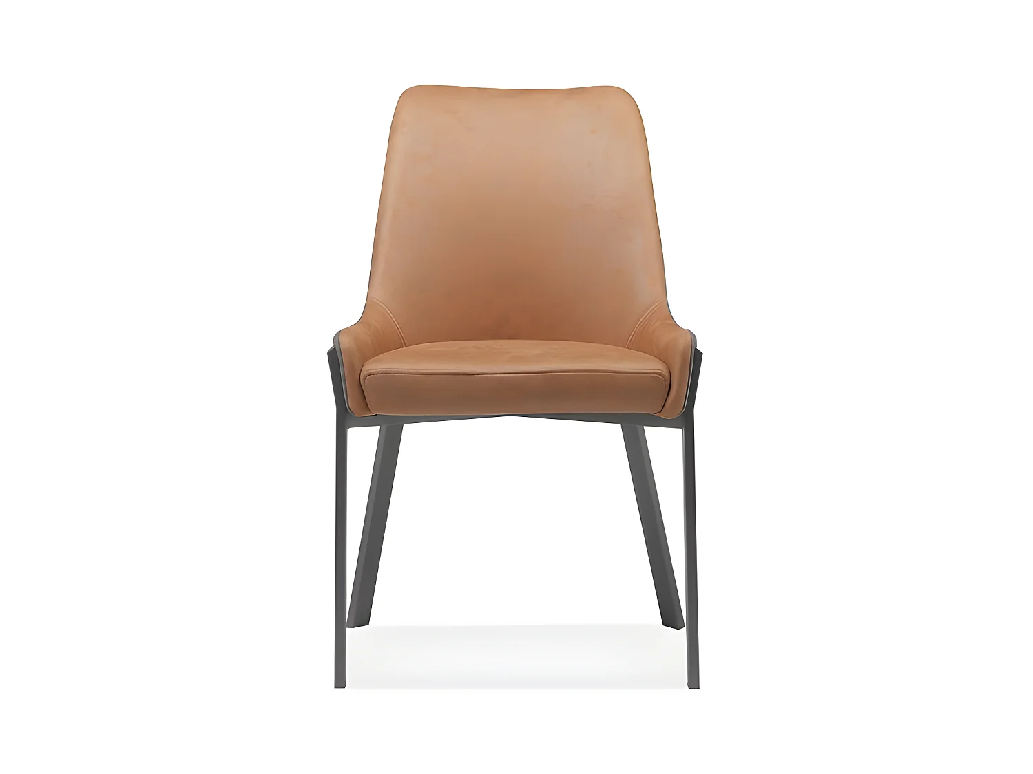 Chaise en tissu suédine capitonné marron et brun pieds métal - CERAMIK