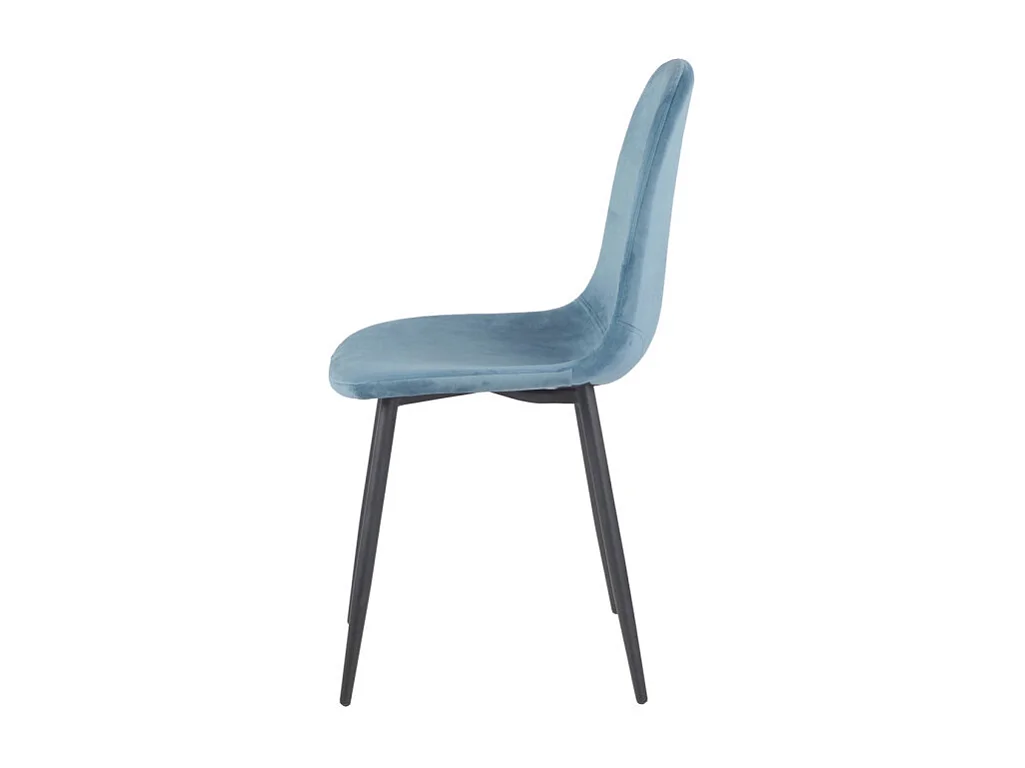 Lot de 2 chaises scandinave velours bleu et pieds métal noir - BIBA