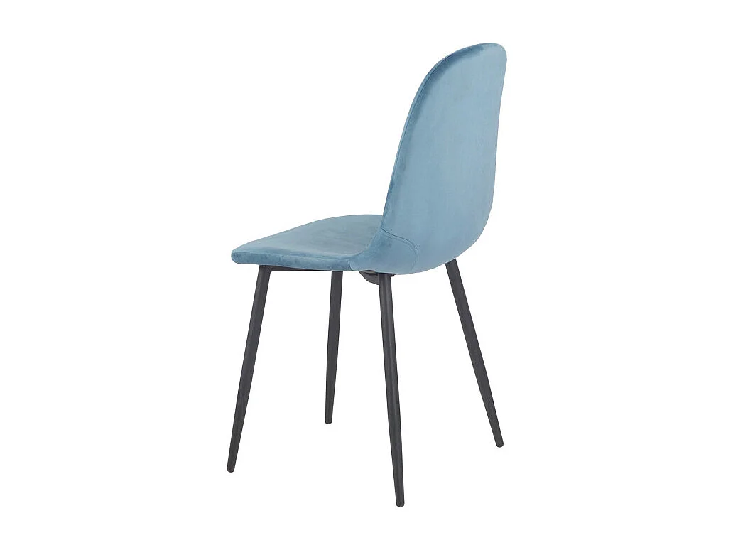 Lot de 2 chaises scandinave velours bleu et pieds métal noir - BIBA