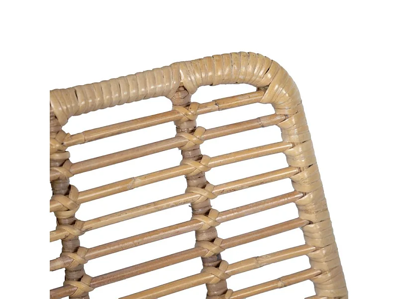 Lot 2 chaises en rotin naturel avec coussins et pieds métal - KANDY