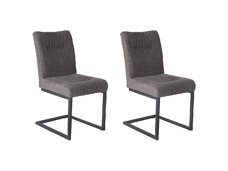 Lot 2 chaises velours taupe foncé et pieds design en métal noir - VIVI