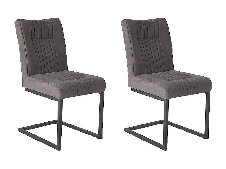 Lot 2 chaises velours taupe foncé et pieds design en métal noir - VIVI