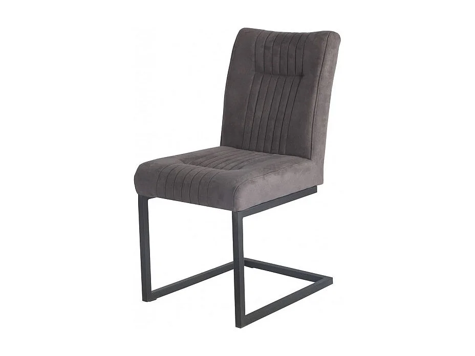 Lot 2 chaises velours taupe foncé et pieds design en métal noir - VIVI