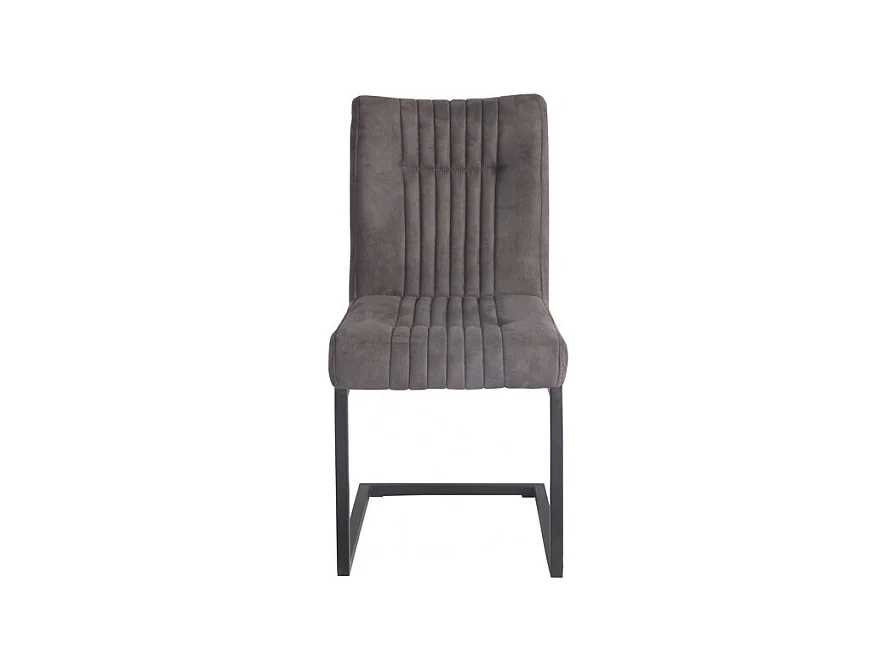Lot 2 chaises velours taupe foncé et pieds design en métal noir - VIVI
