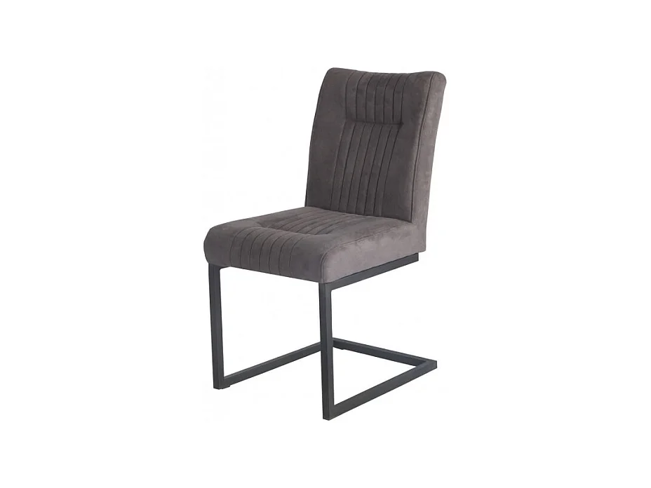 Lot 2 chaises velours taupe foncé et pieds design en métal noir - VIVI