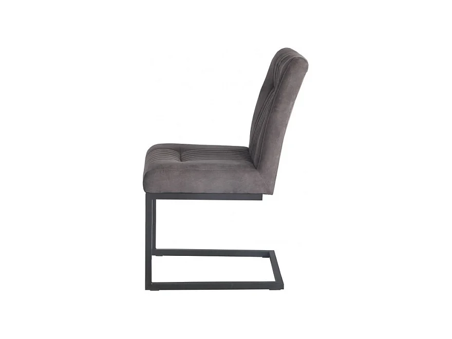 Lot 2 chaises velours taupe foncé et pieds design en métal noir - VIVI